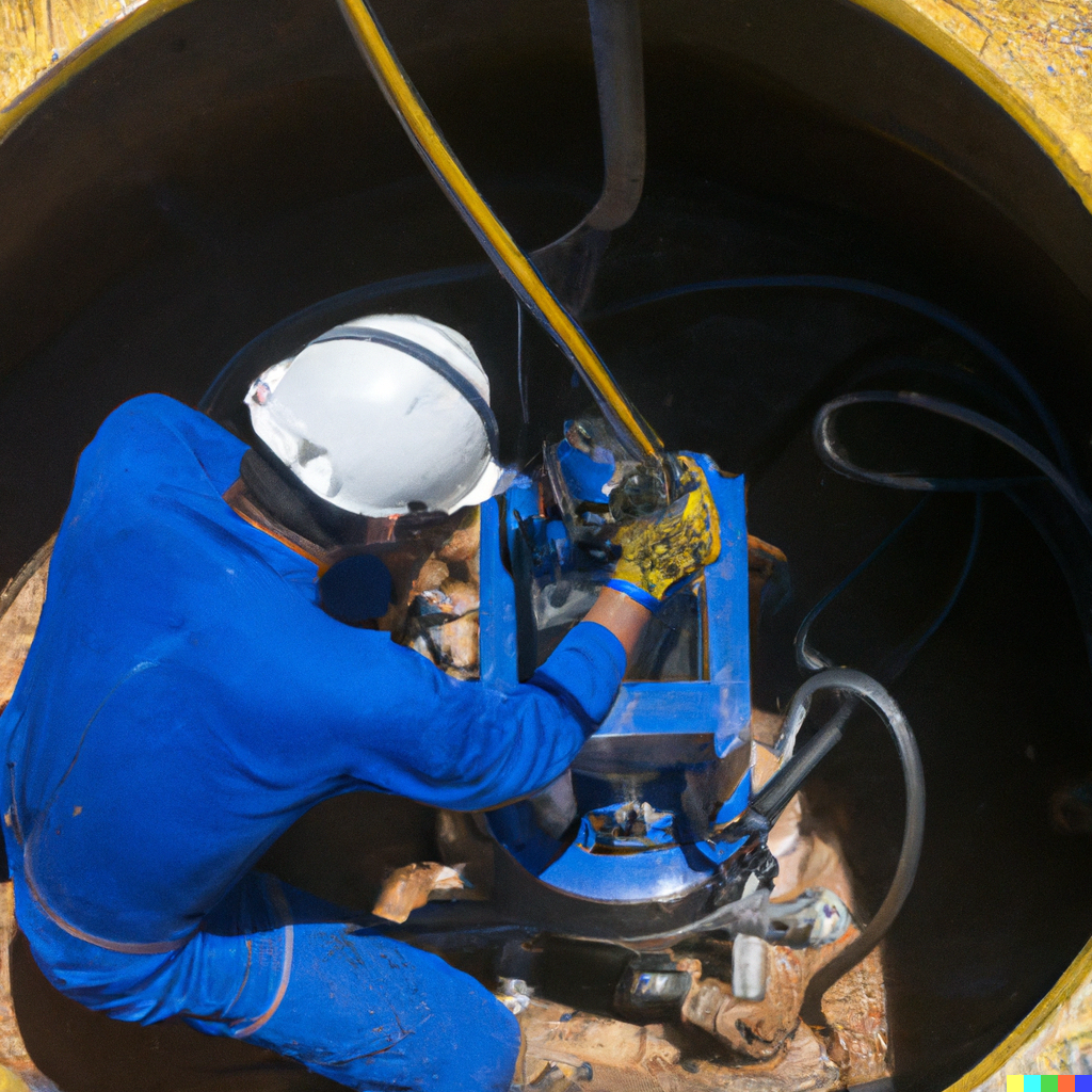 DALL·E 2023-12-07 13.07.53 - un instalador profesional colocando una bomba sumergible en un pozo DALL·E 2023-12-07 13.07.53 - un instalador profesional colocando una bomba sumergible en un pozo